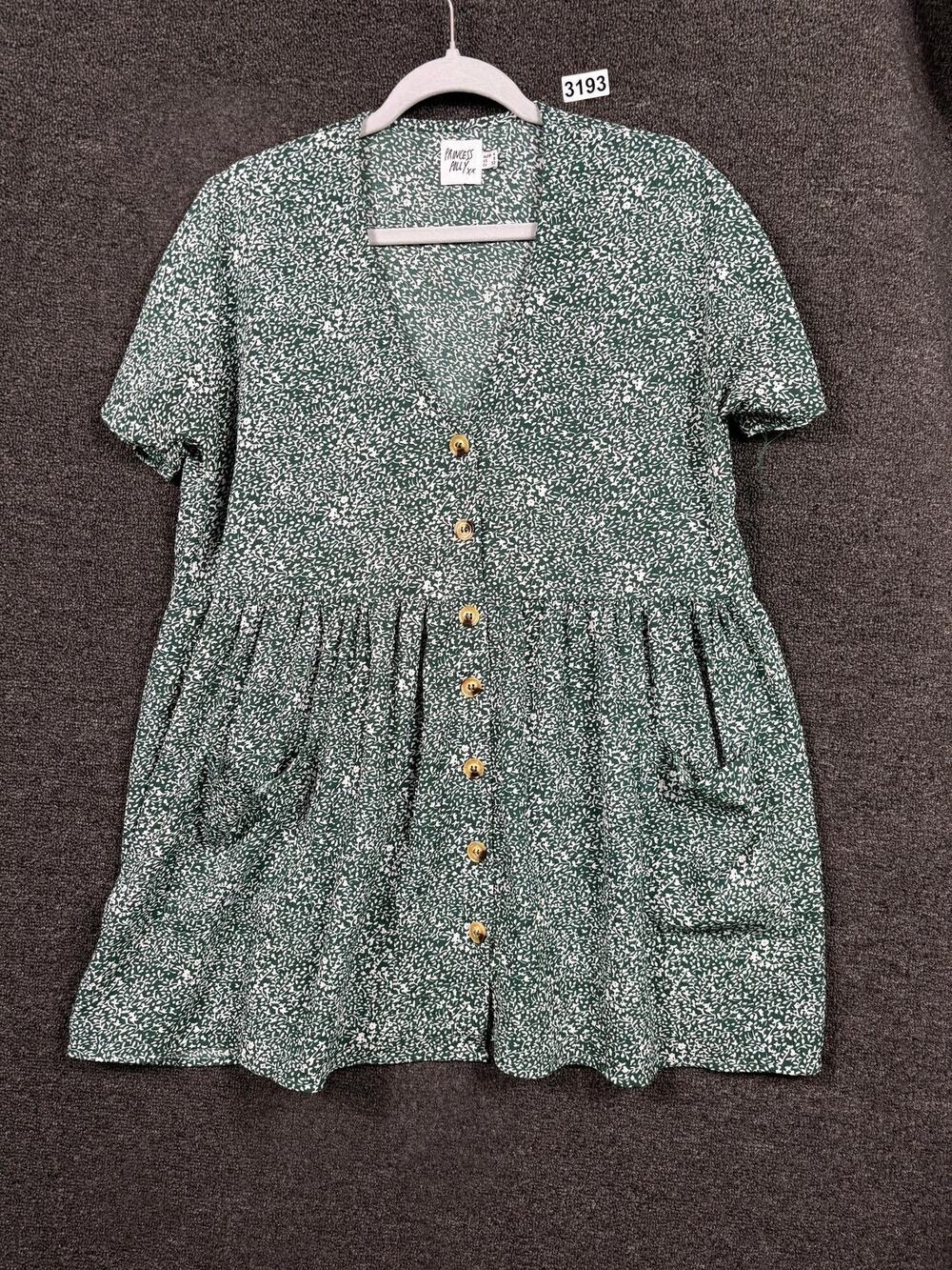 Princess Polly Dress Womens 0 Floral Button Front Short Sleeve Pockets Mini Casu